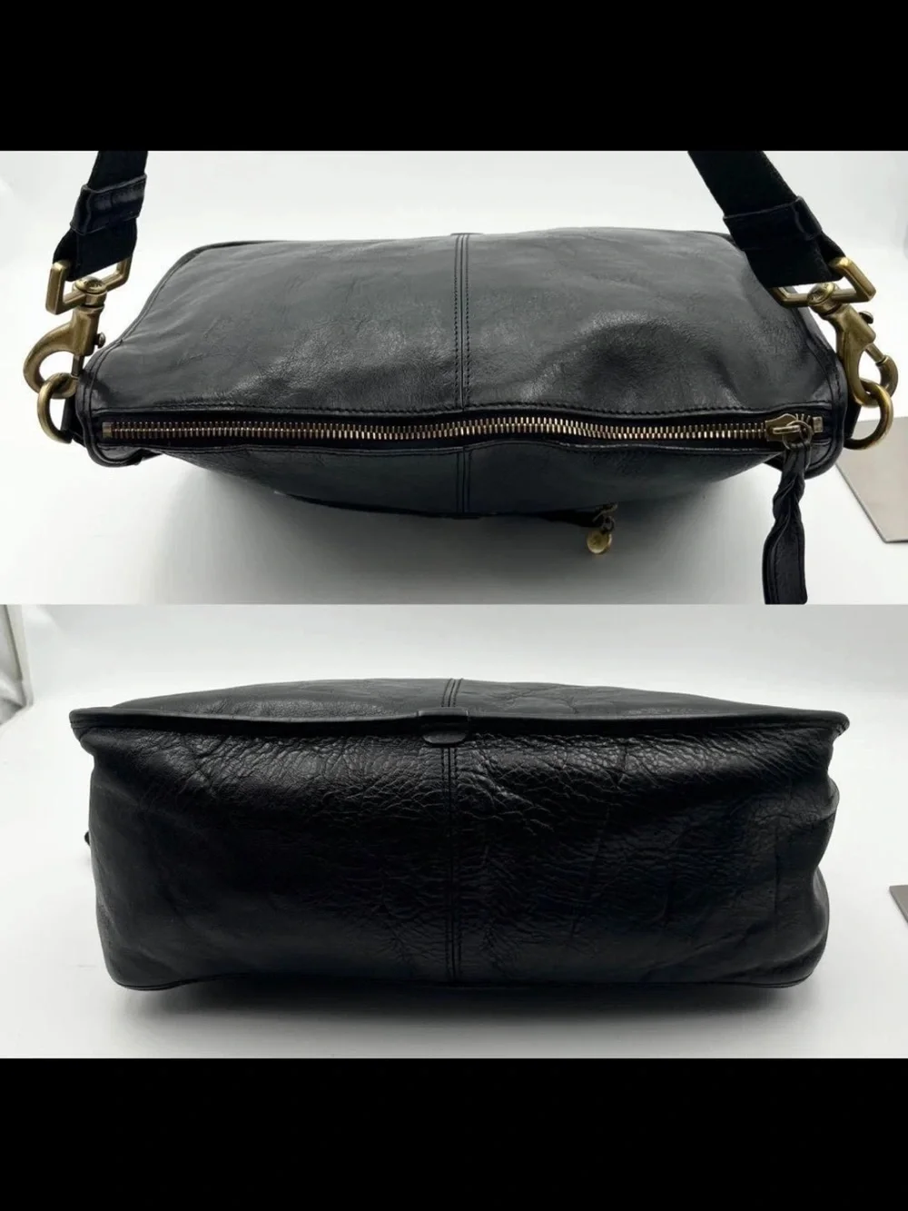 Mulberry Black Leather Shoulder Bag with Gold Hardware Accents